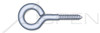 1/4" X 2" Eye Screws, Closed End, Lag Threading, Sharp Point, Steel, Zinc Plated