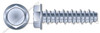 #6 X 1/2" Self Tapping Sheet Metal Screws with Hi-Lo Threading, Indented Hex Washer Head, Zinc Plated Steel