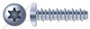 #4 X 1/2" Self Tapping Sheet Metal Screws with Hi-Lo Threading, Pan Head with 6Lobe Torx(r) Drive, Zinc Plated Steel