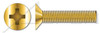 #8-32 X 1/2" Machine Screws, Flat Phillips Drive, 100 Degree Countersink, Full Thread, Steel, Yellow Zinc
