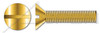 #10-32 X 1/2" Machine Screws, Flat Slot Drive, 82 Degree Countersink, Full Thread, Steel, Yellow Zinc