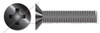 #10-32 X 1/4" Machine Screws, Flat Phillips Drive, 100 Degree Countersink, Full Thread, Steel, Black Zinc