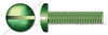 #10-24 X 3/8" Machine Screws, Grounding Screws, Pan Slot Drive, Full Thread, Steel, Green Zinc