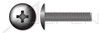 #10-24 X 3/4" Machine Screws, Truss Phillips Drive, Full Thread, Steel, Black Zinc