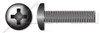 #10-32 X 3/16" Machine Screws, Pan Phillips Drive, Full Thread, Steel, Black Zinc