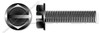#10-32 X 3/4" Machine Screws, Hex Indented Washer, Slotted, Full Thread, Steel, Black Oxide