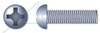 #10-32 X 1/2" Machine Screws, Round Phillips Drive, Full Thread, Steel, Zinc Plated
