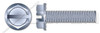 #10-32 X 3/8" Machine Screws, Hex Indented Washer, Slotted, Serrated, Full Thread, Steel, Zinc Plated
