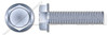 #10-32 X 5/8" Fully Threaded Machine Screws, Indented Hex Washer Head, Zinc Plated Steel