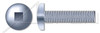 1/4"-20 X 1/2" Machine Screws, Pan Square Drive, Full Thread, Steel, Zinc Plated