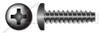 #4-20 X 3/8" Pan Head Trilobe 48-2 Thread Rolling Screws for Plastics with Phillips Drive, Black Zinc Plated Steel