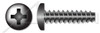 #8-16 X 3/8" Pan Head Trilobe 48-2 Thread Rolling Screws for Plastics with Phillips Drive, Black Zinc Plated Steel