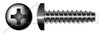 #8-16 X 1-1/4" Pan Head Trilobe 48-2 Thread Rolling Screws for Plastics with Phillips Drive, Steel, Black Oxide and Waxed