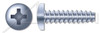 #4-20 X 5/16" Pan Head Trilobe 48-2 Thread Rolling Screws for Plastics with Phillips Drive, Steel, Zinc Plated and Waxed