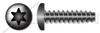 #4-20 X 1/2" Pan Head Trilobe 48-2 Thread Rolling Screws for Plastics with 6Lobe Torx(r) Drive, Black Zinc Plated Steel