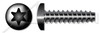 1/4"-10 X 3/4" Pan Head Trilobe 48-2 Thread Rolling Screws for Plastics with 6Lobe Torx(r) Drive, Steel, Black Oxide and Waxed