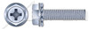 #8-32 X 3/4" SEMS Machine Screws with External Tooth Lock Washer, Hex Indented Washer Phillips Drive, Steel, Zinc Plated and Baked