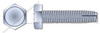 1/4"-20 X 1/2" Type 1 Thread Cutting Screws, Indented Hex Head, Steel, Zinc Plated and Baked