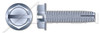 #12-24 X 1/2" Type 1 Thread Cutting Screws, Indented Hex Washer Head with Slotted Drive, Steel, Zinc Plated and Baked