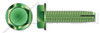 #8-32 X 3/8" Grounding Screws, Type 1 Thread Cutting Screws, Indented Hex Washer Head, Steel, Green Zinc and Baked