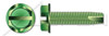 #8-32 X 1/4" Grounding Screws, Type 23 Thread Cutting Screws, Indented Hex Washer Head with Slotted Drive, Steel, Green Zinc