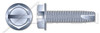 3/8"-16 X 1" Type 23 Thread Cutting Screws, Indented Hex Washer Head with Slotted Drive, Zinc Plated Steel