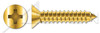 #8 X 3/4" Self-Tapping Sheet Metal Screws, Type "AB", Flat Phillips Drive, Steel, Yellow Zinc and Baked