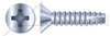 #10 X 3/4" Type 25 Thread Cutting Screws, Flat Countersunk Head with Phillips Drive, Steel, Zinc Plated and Baked