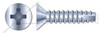 #4 X 1" Type 25 Thread Cutting Screws, Flat Countersunk Head with Phillips Drive, Steel, Zinc Plated and Baked