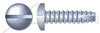 #6 X 1/4" Type 25 Thread Cutting Screws, Pan Head with Slotted Drive, Zinc Plated Steel