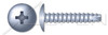 #6 X 1/2" Type 25 Thread Cutting Screws, Truss Head with Phillips Drive, Steel, Zinc Plated and Baked