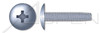 #6-32 X 3/8" Type F Thread Cutting Screws, Truss Head with Phillips Drive, Zinc Plated Steel