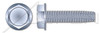 #10-24 X 2" Type F Thread Cutting Screws, Indented Hex Washer Head, Steel, Zinc Plated and Baked