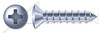 #8 X 1" Self-Tapping Sheet Metal Screws, Type "A", Oval Trim Head Phillips Drive, #6 Head, Steel, Zinc Plated and Baked