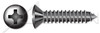 #10 X 1" Self-Tapping Sheet Metal Screws, Type "AB", Oval Phillips Drive, Steel, Black Zinc and Baked