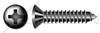 #6 X 1/2" Self-Tapping Sheet Metal Screws, Type "AB", Oval Phillips Drive, Steel, Black Oxide