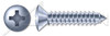 #8 X 1-1/4" Self-Tapping Sheet Metal Screws, Type "AB", Oval Phillips Drive, #6 Head, Steel, Zinc Plated and Baked