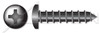 #10 X 1-1/4" Self-Tapping Sheet Metal Screws, Type "A", Pan Phillips Drive, Steel, Black Zinc