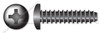 #2 X 1/2" Self-Tapping Sheet Metal Screws, Type "B", Pan Phillips Drive, Steel, Black Zinc