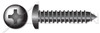#6 X 1/2" Self-Tapping Sheet Metal Screws, Type "AB", Pan Phillips Drive, Steel, Black Zinc