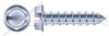 #10 X 1-1/4" Self-Tapping Sheet Metal Screws, Type "A", Hex Indented Washer, Slotted, Steel, Zinc Plated