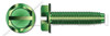 #6-32 X 3/8" Hex Indented Washer Head Trilobe Thread Rolling Screws for Metals with Slot Drive, Steel, Green Zinc