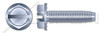 1/4"-20 X 3/4" Hex Indented Washer Head Trilobe Thread Rolling Screws for Metals with Slot Drive and Locking Serrations, Steel, Zinc Plated and Waxed