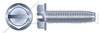 #10-32 X 7/8" Hex Indented Washer Head Trilobe Thread Rolling Screws for Metals with Slot Drive, Steel, Zinc Plated and Waxed