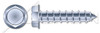 #14 X 1-1/2" Type A Sheet Metal Self Tapping Screws, Indented Hex Washer Head, Zinc Plated Steel