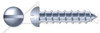#10 X 1/2" Self-Tapping Sheet Metal Screws, Type "A", Round Slot Drive, Steel, Zinc Plated