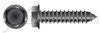 5/16" X 3/4" Type AB Sheet Metal Self Tapping Screws, Indented Hex Washer Head, Black Zinc Plated Steel