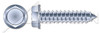 #8 X 3/4" Type AB Sheet Metal Self Tapping Screws, Indented Hex Washer Head with Locking Serrations, Zinc Plated Steel