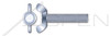 3/8"-16 X 2" Wing Screws, Type "A", Cold Formed, Full Body, Steel, Zinc Plated