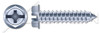 #12 X 1/2" Self-Tapping Sheet Metal Screws, Type "AB", Hex Indented Washer Phillips/Slot Combo Drive, Steel, Zinc Plated